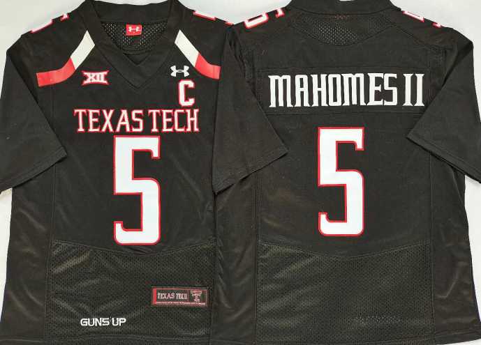 Texas Tech Red Raiders 5 Patrick Mahomes II Black C Patch College Football Jersey